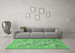 Machine Washable Abstract Emerald Green Modern Area Rugs in a Living Room,, wshabs532emgrn