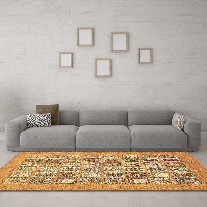 Machine Washable Abstract Brown Modern Rug in a Living Room,, wshabs532brn