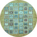 Round Abstract Light Blue Modern Rug, abs532lblu