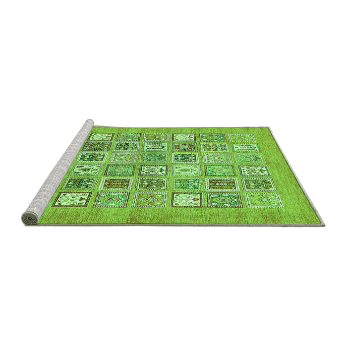 Sideview of Machine Washable Abstract Green Modern Area Rugs, wshabs532grn