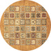 Round Abstract Brown Modern Rug, abs532brn