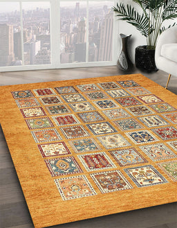 Abstract Yellow Orange Modern Rug in Family Room, abs532