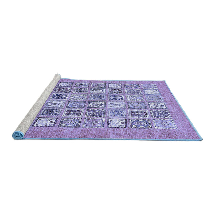 Sideview of Machine Washable Abstract Blue Modern Rug, wshabs532blu