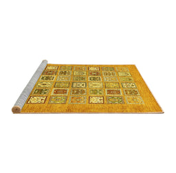 Sideview of Machine Washable Abstract Yellow Modern Rug, wshabs532yw
