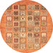 Round Machine Washable Abstract Orange Modern Area Rugs, wshabs532org