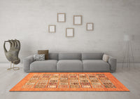 Machine Washable Abstract Orange Modern Rug, wshabs532org