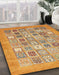 Machine Washable Abstract Yellow Orange Rug in a Family Room, wshabs532