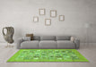 Machine Washable Abstract Green Modern Area Rugs in a Living Room,, wshabs532grn