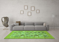 Machine Washable Abstract Green Modern Rug, wshabs532grn