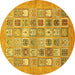 Round Abstract Yellow Modern Rug, abs532yw