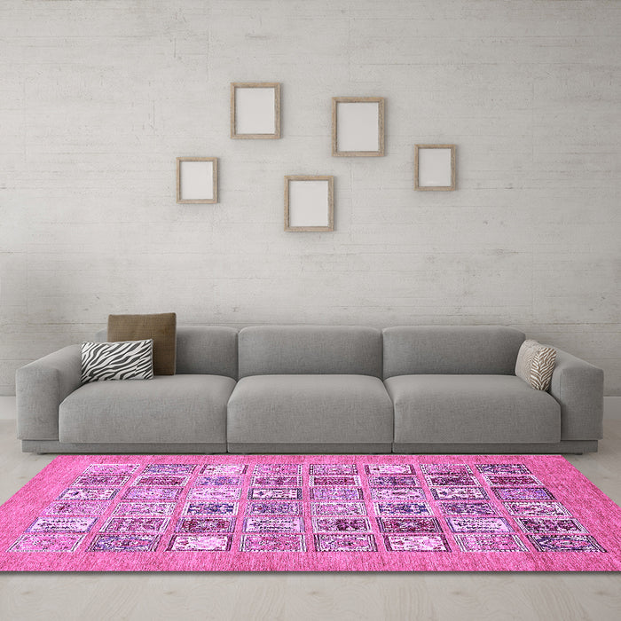 Machine Washable Abstract Purple Modern Area Rugs in a Living Room, wshabs532pur