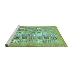 Sideview of Machine Washable Abstract Turquoise Modern Area Rugs, wshabs532turq