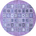 Round Abstract Blue Modern Rug, abs532blu