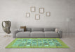 Machine Washable Abstract Turquoise Modern Area Rugs in a Living Room,, wshabs532turq