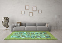 Machine Washable Abstract Turquoise Modern Rug, wshabs532turq