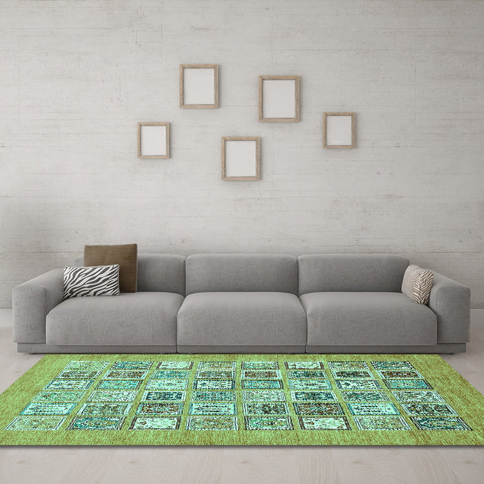 Machine Washable Abstract Turquoise Modern Area Rugs in a Living Room,, wshabs532turq