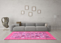 Machine Washable Abstract Pink Modern Rug, wshabs532pnk