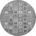 Round Abstract Gray Modern Rug, abs532gry