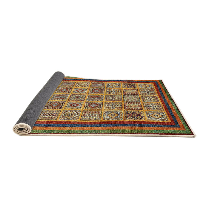 Sideview of Abstract Saffron Red Modern Rug, abs533