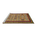 Sideview of Machine Washable Abstract Saffron Red Rug, wshabs533