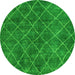 Round Machine Washable Abstract Green Modern Area Rugs, wshabs5330grn