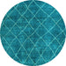 Round Abstract Light Blue Modern Rug, abs5330lblu