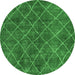 Round Abstract Emerald Green Modern Rug, abs5330emgrn