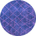 Round Machine Washable Abstract Purple Modern Area Rugs, wshabs5330pur