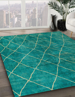 Machine Washable Abstract Light Sea Green Rug in a Family Room, wshabs5330