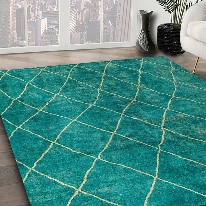 Machine Washable Abstract Light Sea Green Rug in a Family Room, wshabs5330