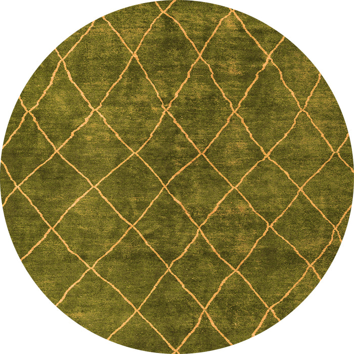 Round Machine Washable Abstract Orange Modern Area Rugs, wshabs5330org