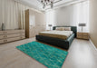 Machine Washable Abstract Light Sea Green Rug in a Bedroom, wshabs5330