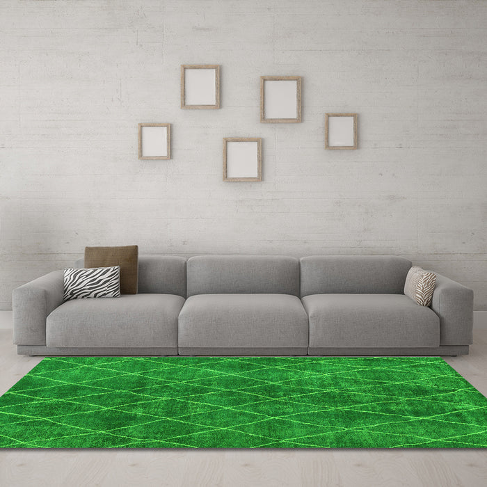 Machine Washable Abstract Green Modern Area Rugs in a Living Room,, wshabs5330grn