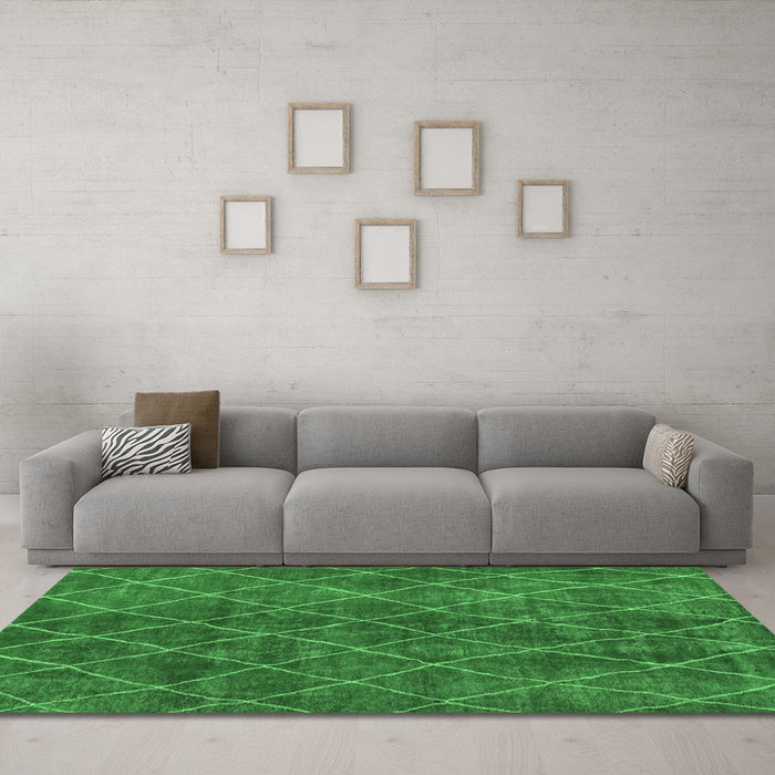 Machine Washable Abstract Emerald Green Modern Area Rugs in a Living Room,, wshabs5330emgrn