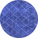 Round Machine Washable Abstract Blue Modern Rug, wshabs5330blu