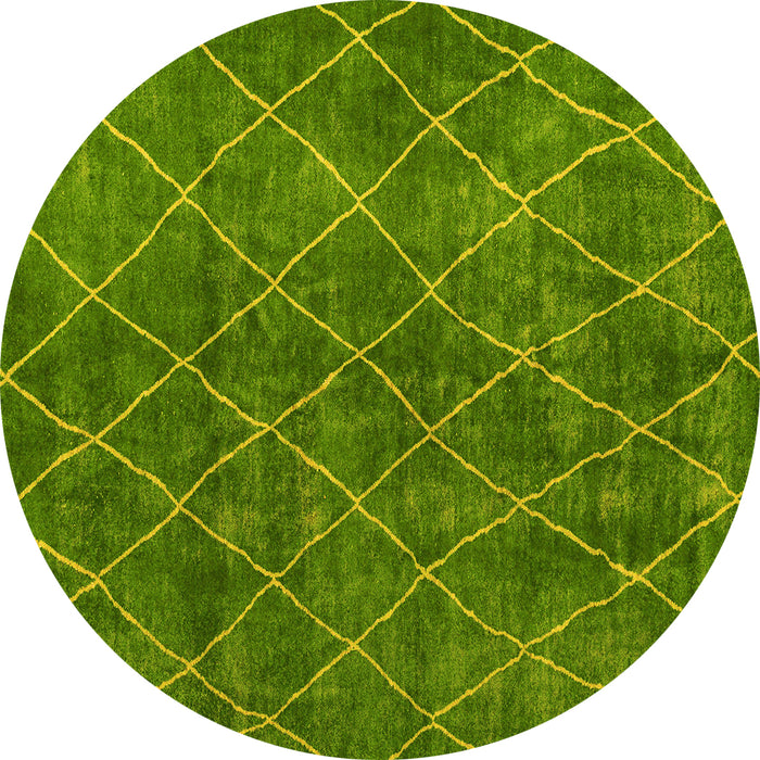 Round Abstract Yellow Modern Rug, abs5330yw