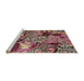 Sideview of Machine Washable Abstract Brown Red Rug, wshabs5331