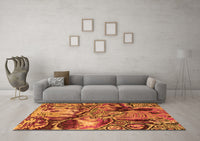 Machine Washable Abstract Orange Modern Rug, wshabs5331org