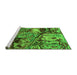 Sideview of Machine Washable Abstract Green Modern Area Rugs, wshabs5331grn