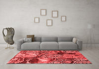 Machine Washable Abstract Red Modern Rug, wshabs5331red