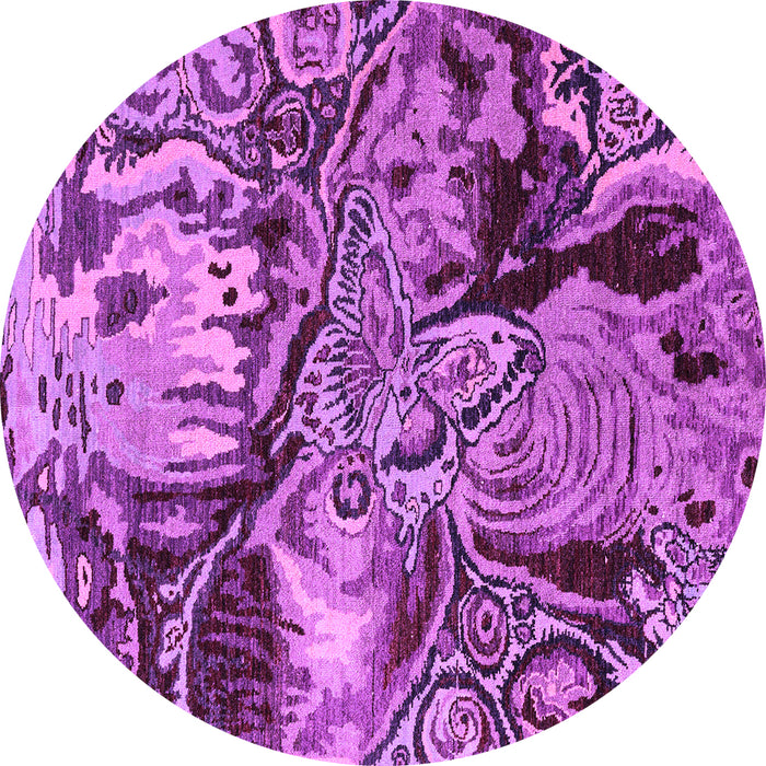 Round Abstract Purple Modern Rug, abs5331pur