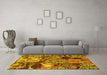 Machine Washable Abstract Yellow Modern Rug in a Living Room, wshabs5331yw