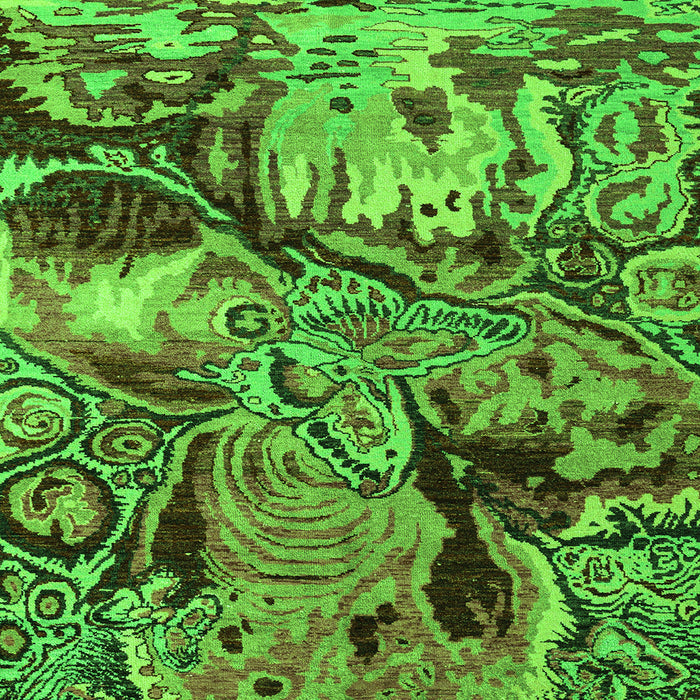 Square Machine Washable Abstract Green Modern Area Rugs, wshabs5331grn