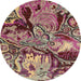 Round Abstract Brown Red Modern Rug, abs5331