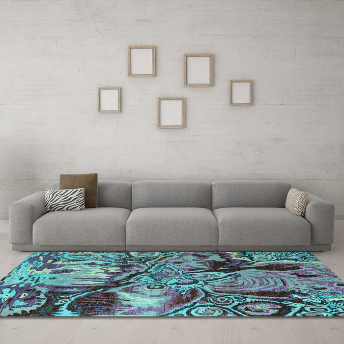 Machine Washable Abstract Light Blue Modern Rug in a Living Room, wshabs5331lblu