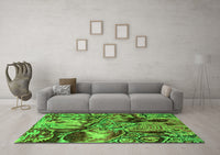 Machine Washable Abstract Green Modern Rug, wshabs5331grn