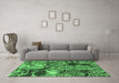 Machine Washable Abstract Emerald Green Modern Area Rugs in a Living Room,, wshabs5331emgrn