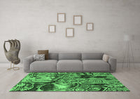 Machine Washable Abstract Emerald Green Modern Rug, wshabs5331emgrn