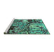 Sideview of Machine Washable Abstract Turquoise Modern Area Rugs, wshabs5331turq