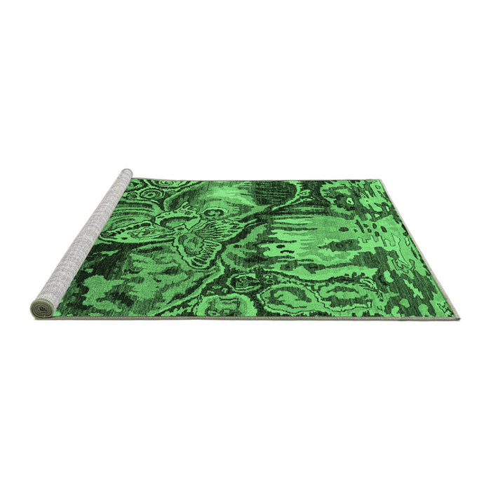 Sideview of Machine Washable Abstract Emerald Green Modern Area Rugs, wshabs5331emgrn